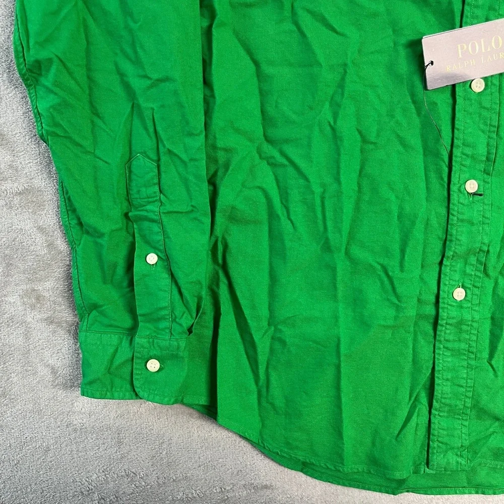 NWT Polo Ralph Lauren Mens Classic Fit Oxford Shirt Green Long Sleeve Medium